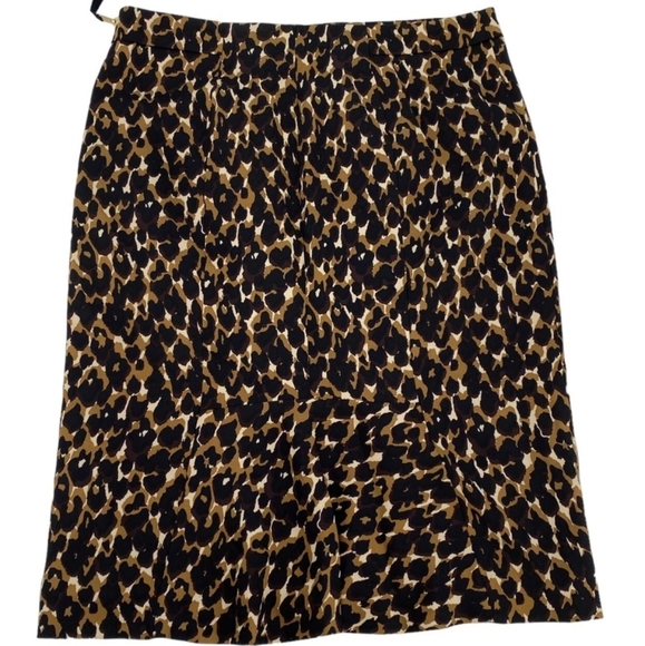 Ann Taylor Silk Animal Print Women's Midi Skirt Size 6 - Picture 1 of 6